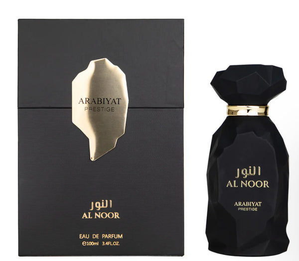 Arabiyat Prestige Al Noor perfume bottle and packaging on a white background