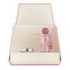 Pink perfume bottle with cap in a decorative box, featuring the brand 'Laverne'.