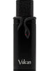 Black vape device with snake design and 'Vulcan' branding on a white background