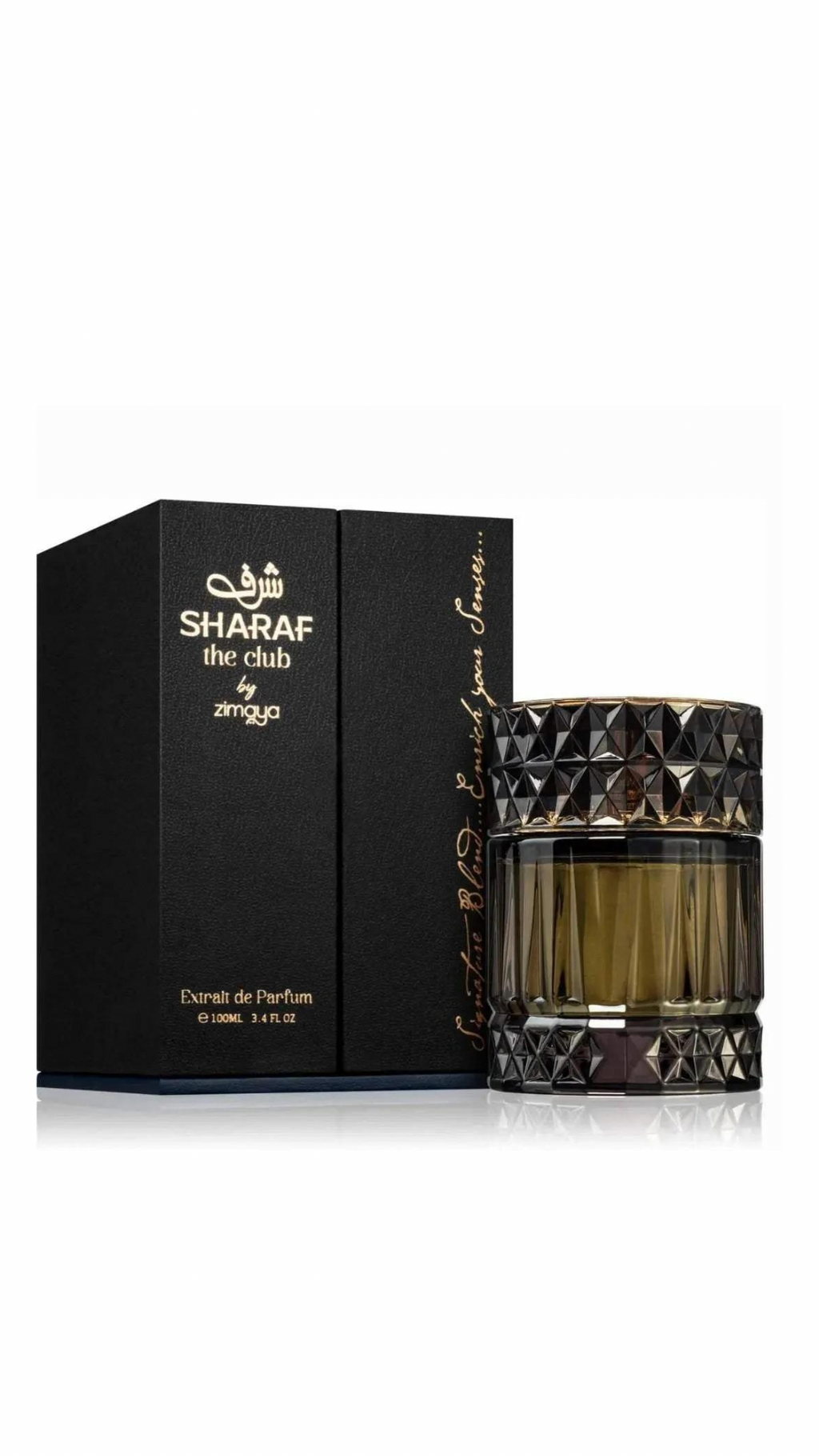Zimaya Sharaf The Club 100ml EDP perfume box with bottle