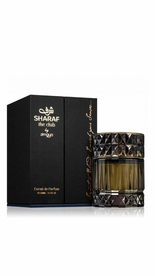 Zimaya Sharaf The Club 100ml EDP perfume box with bottle