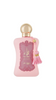 Fatima perfume 100ml EDP by Zimaya in a soft pink bottle with gold cap and tassel, ideal for women seeking a floral and musky summer scent.
