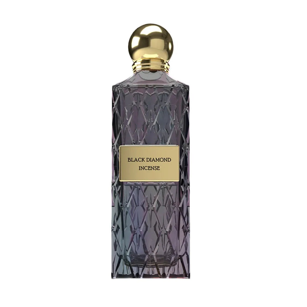 Black Diamond Incense by Ibrahim AlQuraishi IBRAQ 200ml EDP in a faceted dark glass bottle with gold cap, luxury perfume in Health & Beauty category.