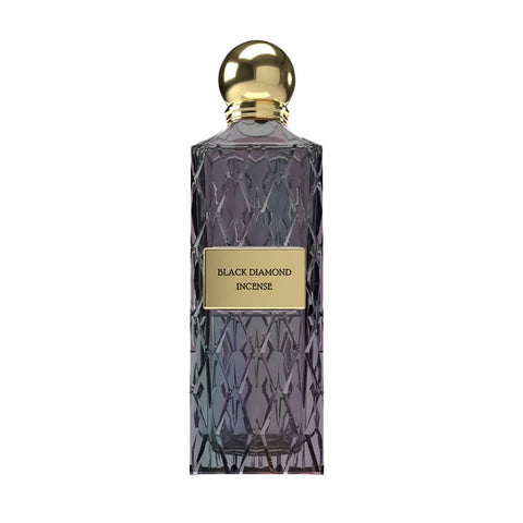 Black Diamond Incense by Ibrahim AlQuraishi IBRAQ 200ml EDP in a faceted dark glass bottle with gold cap, luxury perfume in Health & Beauty category.
