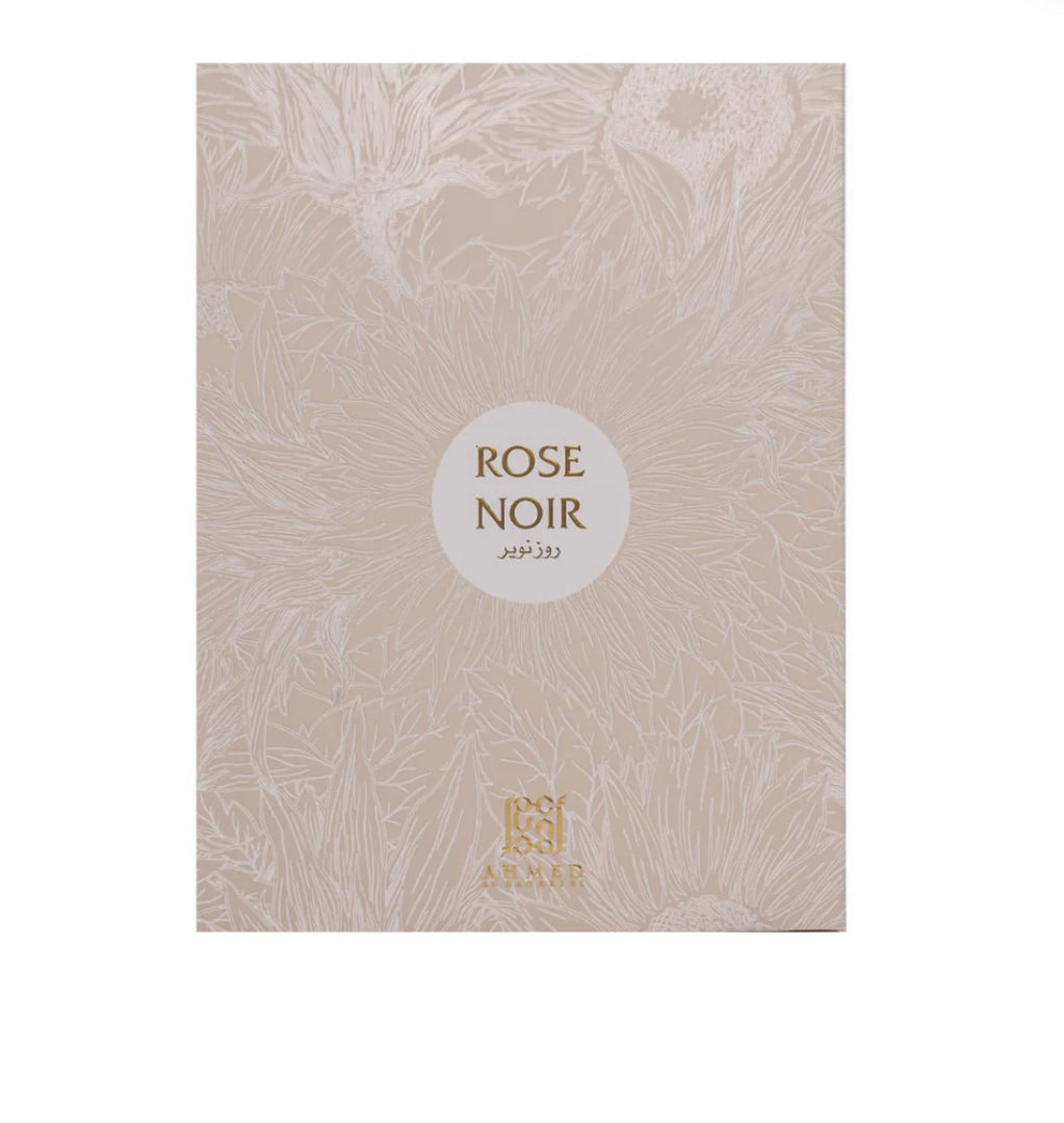 Product packaging with 'Rose Noir' branding on a beige background