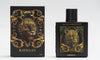 Perfume bottle and packaging with tiger design and 'RAYHAAN' branding on a white background