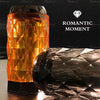 Amber and black Modern Geometric Design Electric Bakhoor Burners with crystal-like texture, creating a romantic home fragrance ambiance.