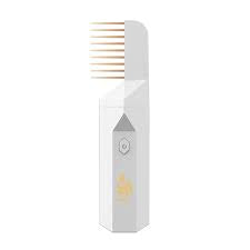 White Electric Portable Bakhoor Incense Burner comb with gold accents, combining hair styling and aromatic home fragrance functionality.