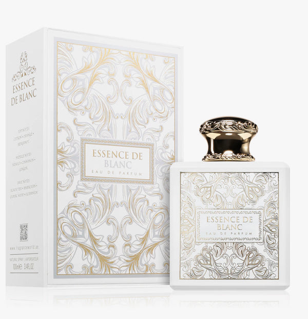 Essence de Blanc perfume bottle and packaging on a white background