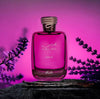 Pink perfume bottle labeled 'DIVA' with decorative elements on a pink background