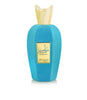 Rabab by Zimaya 100ml EDP perfume in a sleek turquoise bottle with gold cap, ideal for summer with amber, fruity, and musky notes.