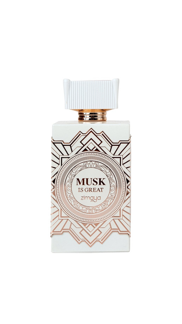 Zimaya Musk Perfume 100ml EDP bottle with geometric design and white cap