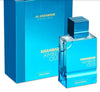 Al Haramain Amber Oud Aqua Dubai 100ml EDP with matching luxury blue box, a zesty and aromatic eau de parfum for modern masculine appeal.