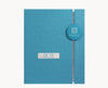 Blue textured notebook with 'Tiff Tiff' branding on a white background