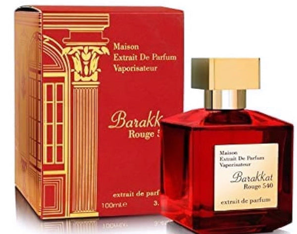 Barakkat Rouge 540 EDP box and perfume bottle