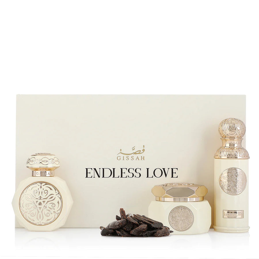 Ghissah Endless Love fragrance set with fruity woody notes Gissah