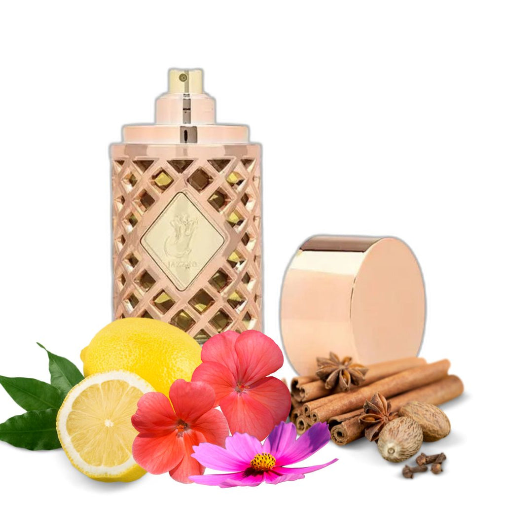 Rose Gold Perfume with floral, citrus, and woody notes