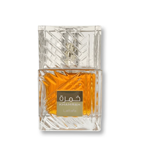 Khamrah 100ml EDP glass perfume bottle with gold label