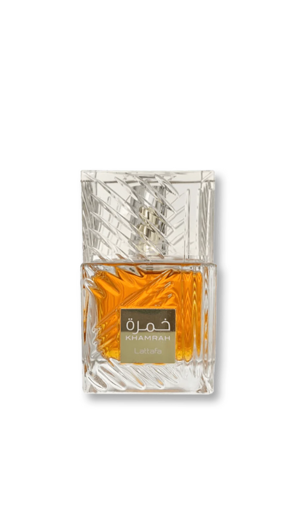 Khamrah 100ml EDP glass perfume bottle with gold label