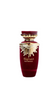 Sakeena perfume bottle with red velvet and gold accents, elegant floral design