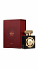 Black and gold perfume bottle with red box, elegant fragrance presentation