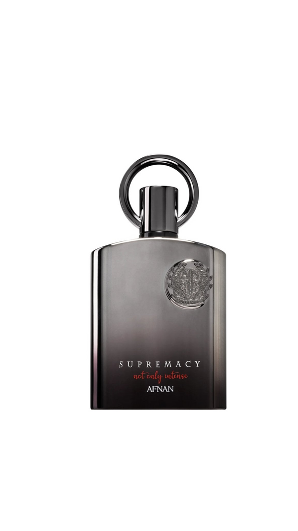 Supremacy Not Only Intense EDP bottle with metallic finish and embossed logo