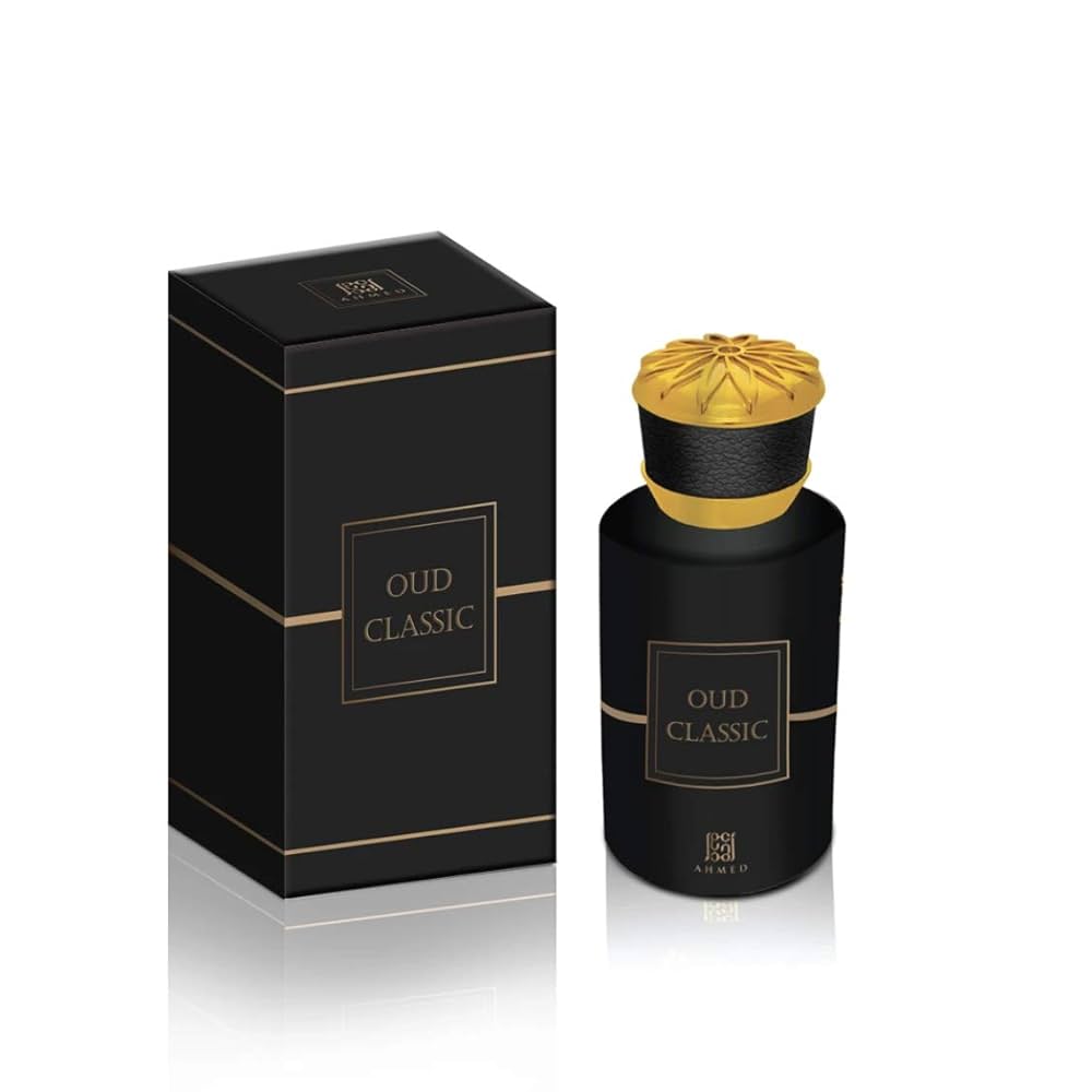 Oud Classic perfume bottle and packaging on a white background